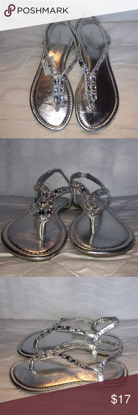 Nwt Montego Bay Club Silver Rhinestone Sandals Sz8 Nwt Rhinestone