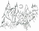 Coloring Pages Lion Witch Mountains Landscape Adults Wardrobe Printable Mountain Landforms Kids Fantasy Adult Difficult Night Color Nature Village Landscapes sketch template