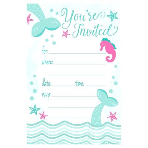 printable mermaid birthday invitations printable blank world