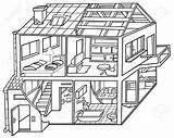 House Drawing Clipart Coloring Rooms Simple Dwelling Interior Cartoon Pages Clip Sketch Printable Template Inside Colouring Outline Kids Structure Architectural sketch template