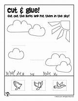 Summer Cut Worksheets Activity Activities Color Kids Birds Cutting Preschool Flying Paste Kindergarten Practice Pasting Printable Woojr Choose Board sketch template