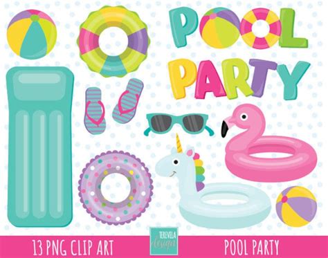 50 Sale Pool Party Clipart Girl Pool Party Clipart Summer Etsy