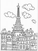 Coloring Pages Paris Color Drawing Visit Eiffel Tower Cute Kids sketch template