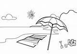 Beach Coloring Scene Pages Printable Scenes Umbrella Book sketch template