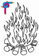 Campfire Coloring Cartoon Fire Colouring Pages Camp Stock sketch template