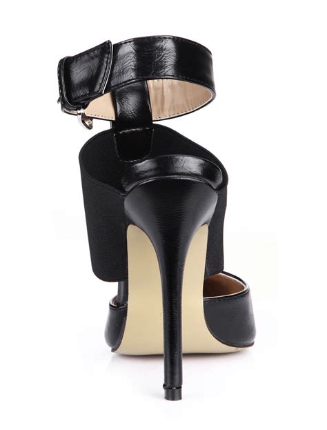 pretty black stiletto heel pu leather pointy toe shoes milanoocom