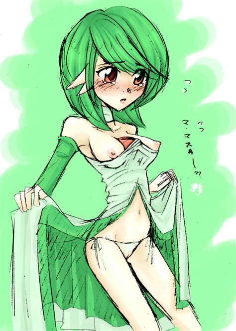 breasts solo panties dress lowres pokemon translation request green hair nintendo