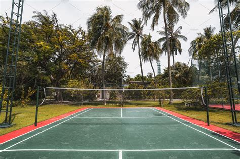 outdoor badminton court sports recreation stock  creative