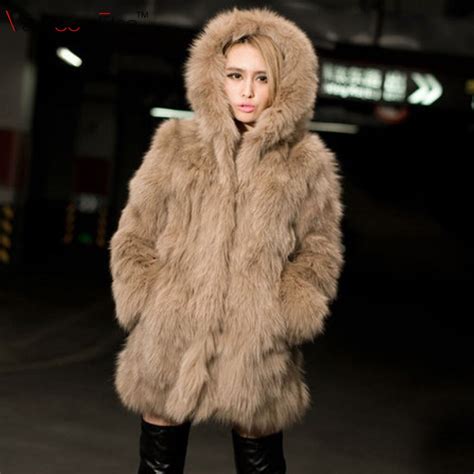 varbooelsa   fashion faux fox fur coat women winter long luxury fake fur coats female