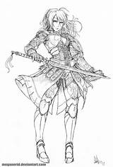 Warrior Coloring Female Lineart Pages Fate Anime Line Meganerid Deviantart Drawing Drawings Woman Warriors Designlooter Women Samurai Paintingvalley 1024px 26kb sketch template