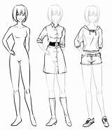 Drawing Body Girl Anime Clothes Boy Easy Bodies Draw Manga Clothing Drawings Hairstyles Getdrawings sketch template