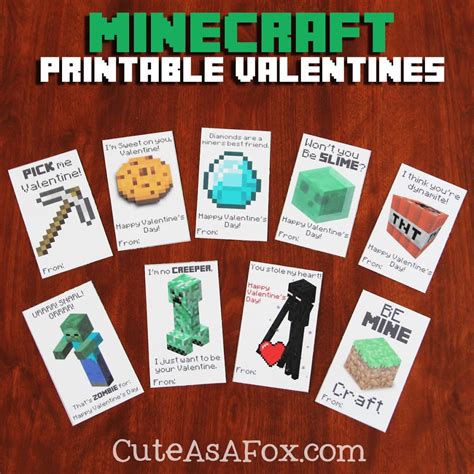 minecraft valentine cards printable