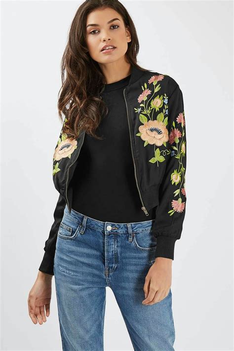topshop embroidered bomber jacket spring wear topshop outfit spring fashion floral design