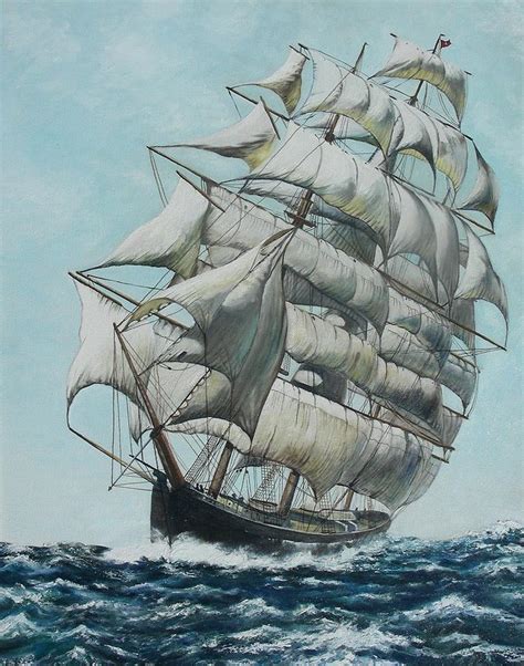 clipper ship flying cloud painting  michael winston fine art america