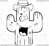 Cactus Hat Happy Cartoon Clipart Wearing Vector Coloring Thoman Cory Outlined Royalty Clip Clipartof sketch template