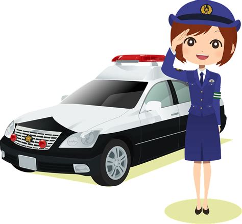 police officer  front  police car clipart