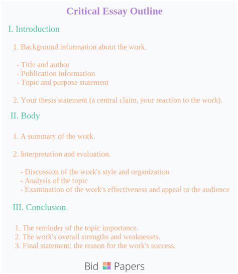 expository essay critical paper outline