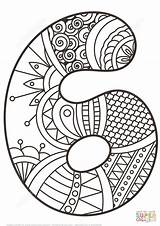 Coloring Number Pages Mandala Zentangle Printable Supercoloring Numbers Kids Super Chiffre Coloriage Número Crafts Animals Numero Para Colorear Six Da sketch template
