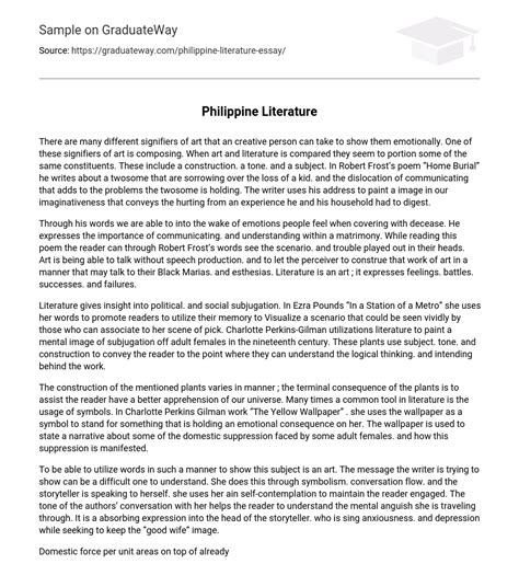 philippine literature  words  essay   graduateway