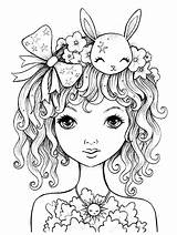 Coloring Pages Cute Girl Girls Adult People Sheets Bow Printable Color Cool Colouring Jeremiah Ketner Book Adults Pretty Måla Drawing sketch template