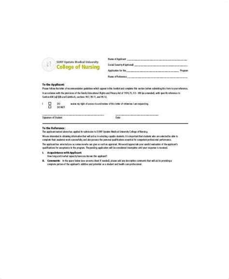 sample nursing recommendation letter templates
