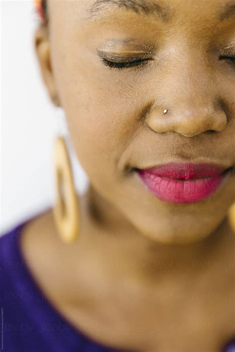 Portrait Of Beautiful African American Woman With Nose Piercing By