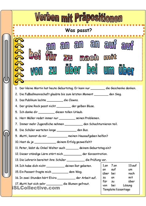 verben mit praepositionen deutsch lernen verben und lernen