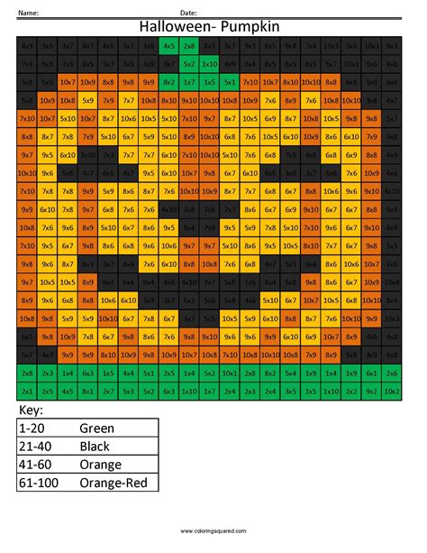 halloween math multiplication coloring worksheets   grade