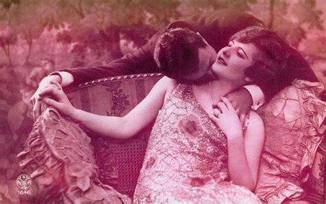 french postcard show how to kiss romantically from the 1920s ~ vintage everyday