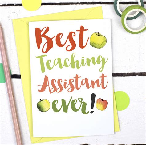 Thank You Best Teaching Assistant Card By Alexia Claire