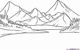 Mountains Drawing Easy Drawings Line Mountain Printable Choose Board Coloring Landscape Scenery sketch template