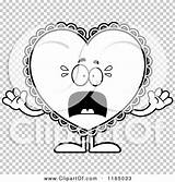 Mascot Scared Doily Valentine Heart Outlined Coloring Clipart Cartoon Vector Thoman Cory sketch template