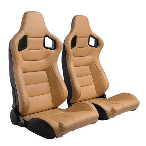 xleather racing seats sport seats  recline universal full wraped tan brown ebay
