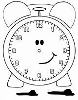 Clock Coloring Pages Alarm Smiling Time Coloringsky sketch template