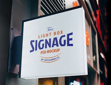 light box signage board mockup psd designbolts