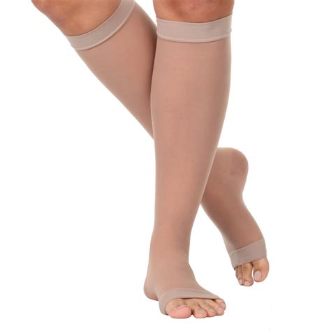 absolute support  mmhg firm support open toe womens sheer knee  compression socks