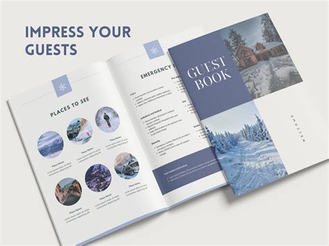 winter airbnb vrbo superhost  book guest guide editable canva template wintersport