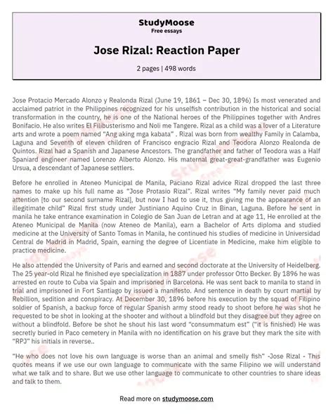 jose rizal reaction paper  essay