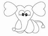 Coloring Elephant Pages Valentine Elephants sketch template