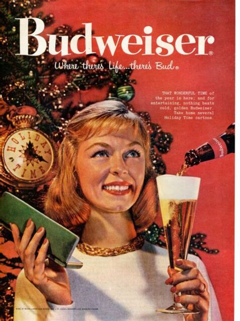 Vintage Advertising Print Alcohol Budweiser Beer Girl Pretty Christmas