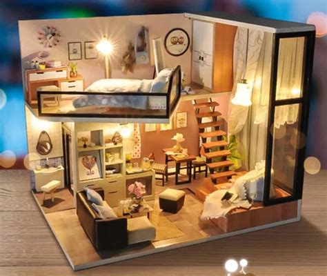 bolcom poppenhuis diy maken miniatuur hobby bouw pakket dollhouse meubels modern lounge