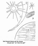 Creation Coloring Pages Bible Earth Printables God Light Created There Let Story Printable Night Beginning Sheets Sunday Heaven School Kids sketch template