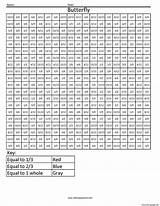 Coloring Pixel Squared Pages Decimals Fractions Printable Butterfly Percentages Color Math Worksheets Minecraft Print Halloween Number Info Multiplication Grade Decimal sketch template