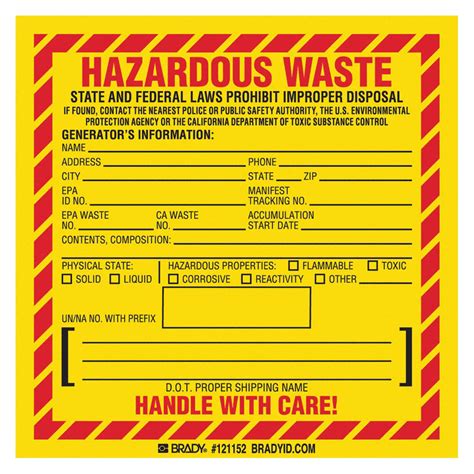 hazardous waste label template labels design ideas