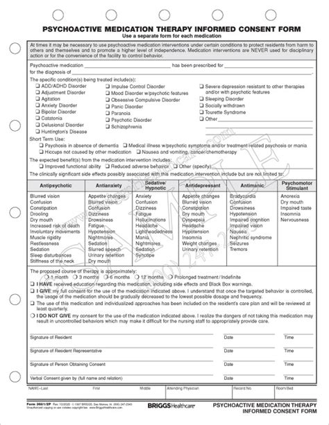 Psychoactive Medication Therapy Informed Consent Form