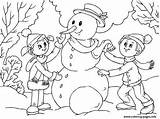 Snowman Coloring Kids Making Pages D05b Printable Winter Building sketch template