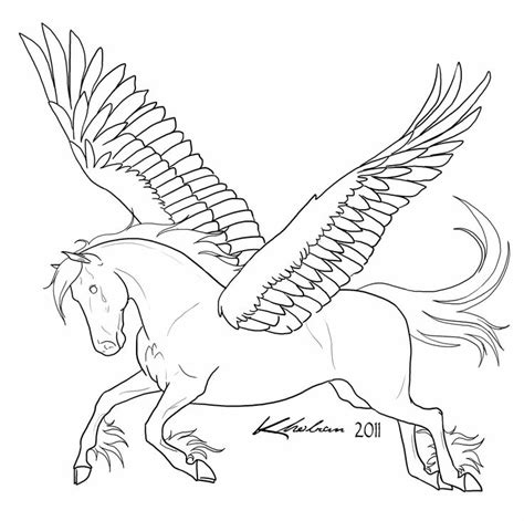 pegasus lineart  kholran  deviantart horse coloring pages