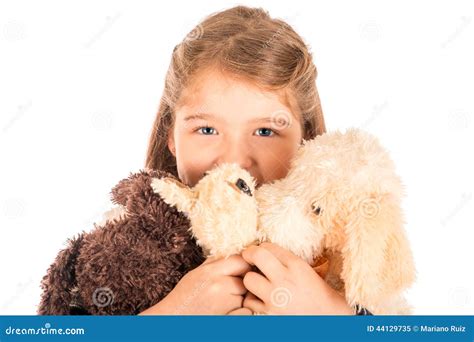 girl holding stuffed animals stock image image  blue animal