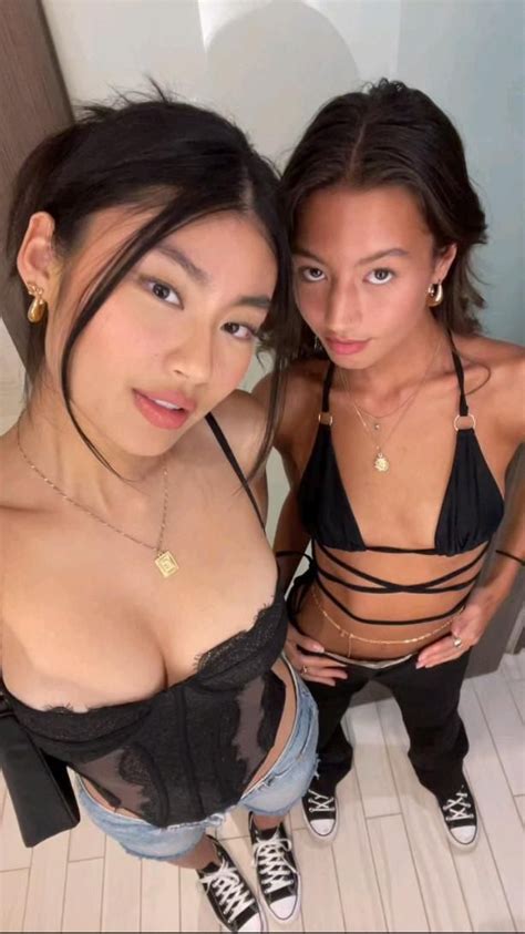 duo hot sexy asian american girl black bikini 👙 black girl bikini