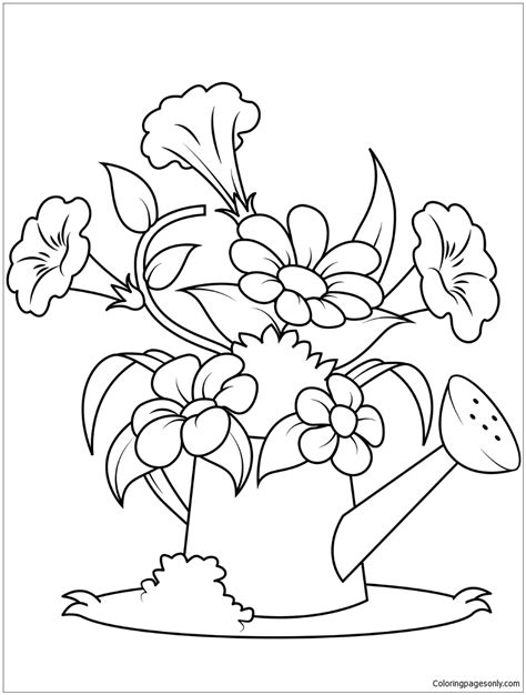 watering   flowers coloring page  printable coloring pages